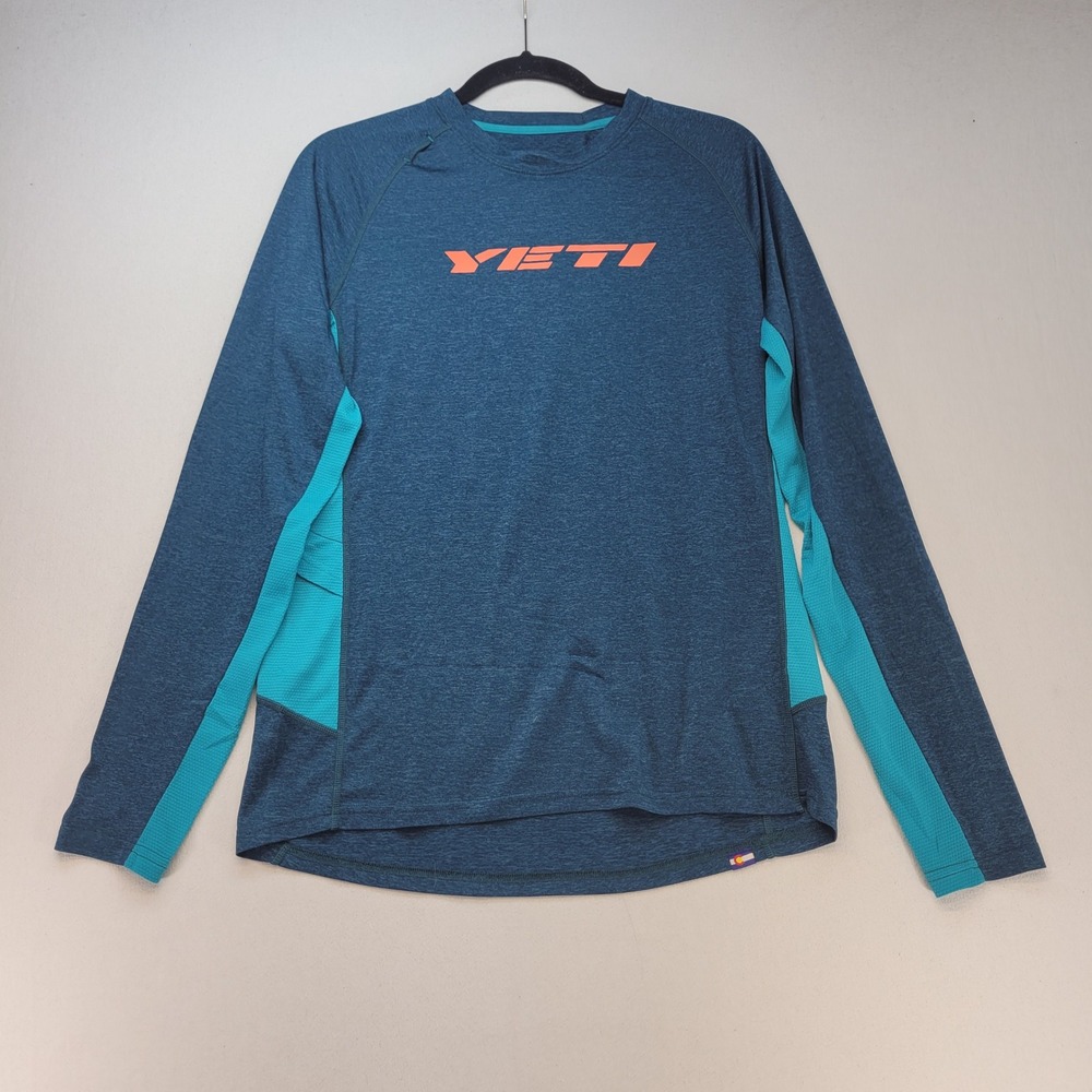 Yeti Mountain Bike Jersey Mens Small Blue Long Sleeve MTB Performance Shirt
